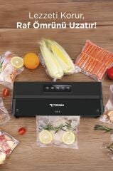 Torima VS-22 Siyah Gıda Mühürleme Vakum Makinesi Yiyecek Tazeliği Koruma Ev Restoran-Vakum Poşeti Hediyeli