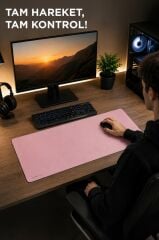 Gaming Oyuncu Klavye Fare Altlığı Kaymaz Taban Büyük Mouse Pad PU BK 1000*450MM Pembe