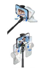 Tripod Çok Amaçlı Kumandalı 1.77M Selfie Çubuğu TT01 Siyah