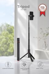Tripod Çok Amaçlı Kumandalı 1.77M Selfie Çubuğu TT01 Siyah