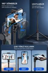 Tripod Çok Amaçlı Kumandalı 1.77M Selfie Çubuğu TT01 Siyah