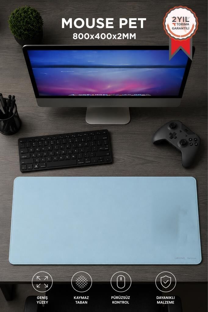 Gaming Oyuncu Klavye Fare Altlığı Kaymaz Taban Büyük Mouse Pad PU BL 800*400MM Mavi
