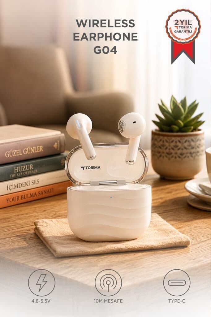 Bluetooth Kulaklık Kulak İçi Kablosuz Kulaklık G04 Bej