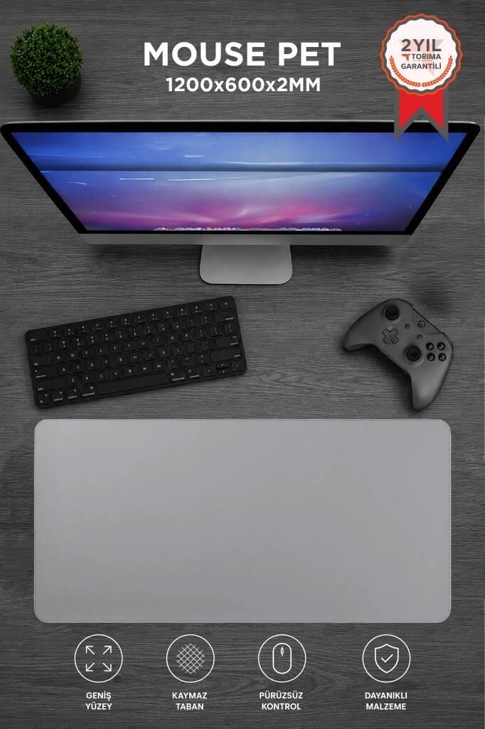 Gaming Oyuncu Klavye Fare Altlığı Kaymaz Taban Büyük Mouse Pad PU GR 1200*600MM Gri
