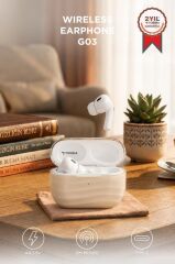 Bluetooth Kulaklık Kulak İçi Kablosuz Kulaklık G03 Bej