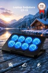 Laptop Soğutucu Ayarlanabilir Rgb Dizüstü Bilgisayar Soğutma Fanı CF13 Siyah