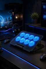 Laptop Soğutucu Ayarlanabilir Rgb Dizüstü Bilgisayar Soğutma Fanı CF13 Siyah