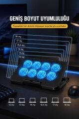 Torima Laptop Soğutucu Ayarlanabilir Rgb Dizüstü Bilgisayar Soğutma Fanı CF13 Siyah