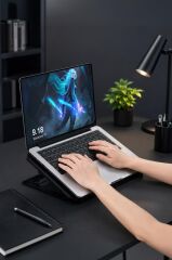 Laptop Soğutucu Ayarlanabilir Rgb Dizüstü Bilgisayar Soğutma Fanı CF13 Siyah