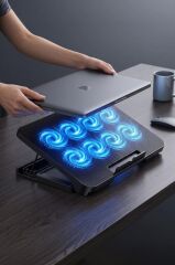 Laptop Soğutucu Ayarlanabilir Rgb Dizüstü Bilgisayar Soğutma Fanı CF13 Siyah