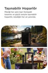 Bluetooth Hoparlör USB TF BT TWS FM Çift Mikrofonlu Parti Speaker D46 Kahverengi