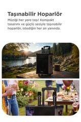 Bluetooth Hoparlör USB TF BT TWS FM Çift Mikrofonlu Parti Speaker D46 Kahverengi