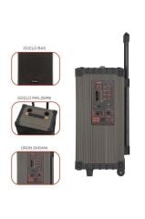 Torima D46  Kahverengi USB, TF, BT, TWS, FM Çift Mikrofonlu Hoparlör Parti Speaker