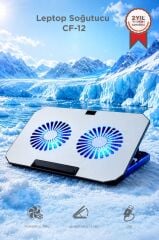 Laptop Soğutucu Ayarlanabilir Rgb Dizüstü Bilgisayar Soğutma Fanı CF12 Gümüş
