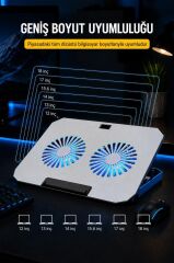 Laptop Soğutucu Ayarlanabilir Rgb Dizüstü Bilgisayar Soğutma Fanı CF12 Gümüş