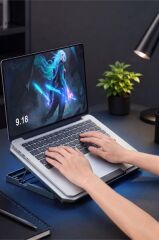 Laptop Soğutucu Ayarlanabilir Rgb Dizüstü Bilgisayar Soğutma Fanı CF12 Gümüş