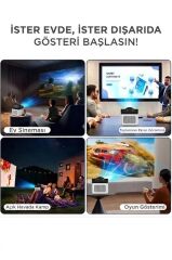 Projeksiyon Cihazı Taşınabilir Ev Sineması 8K 4K 1080P BT 5.4 Android Akıllı Projektör HY450 Beyaz