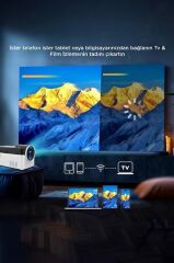Projeksiyon Cihazı Taşınabilir Ev Sineması 8K 4K 1080P BT 5.4 Android Akıllı Projektör HY450 Beyaz