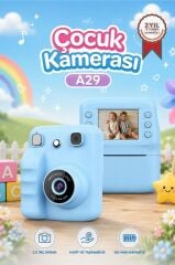 Dijital Fotoğraf Makineleri Çocuk Termal Resim Kağıt Baskılı Yazıcı Kamera Video Makinesi A29 Mavi