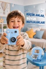 Dijital Fotoğraf Makineleri Çocuk Termal Resim Kağıt Baskılı Yazıcı Kamera Video Makinesi A29 Mavi