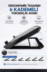 Laptop Soğutucu Ayarlanabilir Rgb Dizüstü Bilgisayar Soğutma Fanı CF11 Gümüş