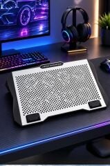 Laptop Soğutucu Ayarlanabilir Rgb Dizüstü Bilgisayar Soğutma Fanı CF11 Gümüş