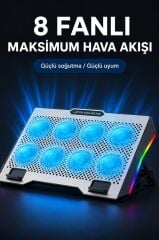 Laptop Soğutucu Ayarlanabilir Rgb Dizüstü Bilgisayar Soğutma Fanı CF11 Gümüş