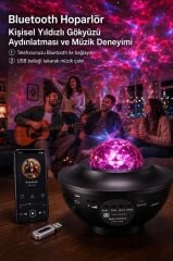 Starry Projektör Led Lazer Uzaktan Kumandalı Kablosuz Hoparlör Gece Lambası LW34 Siyah