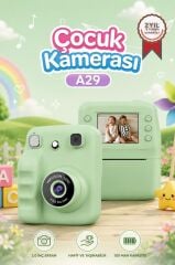 Dijital Fotoğraf Makineleri Çocuk Termal Resim Kağıt Baskılı Yazıcı Kamera Video Makinesi A29 Yeşil