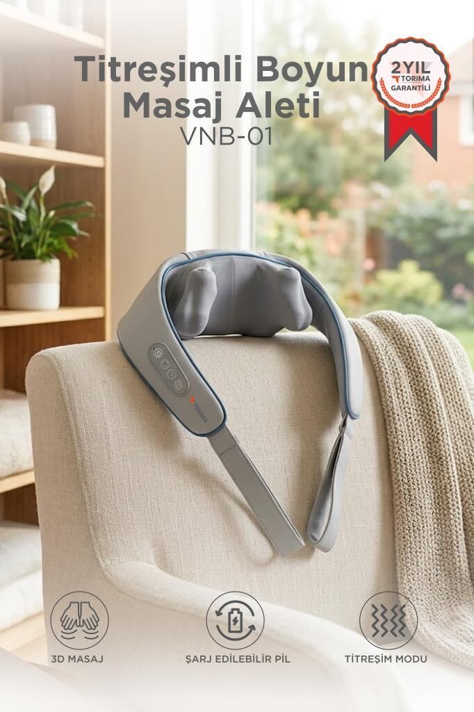 Şarjlı Masaj Cihazı İnsan Eli Hissi Veren Boyun Sırt ve Bacak Masaj Cihazı VNB01 Gri