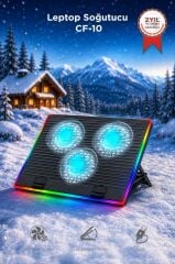 Laptop Soğutucu Ayarlanabilir Rgb Dizüstü Bilgisayar Soğutma Fanı CF10 Siyah