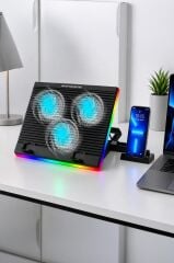 Laptop Soğutucu Ayarlanabilir Rgb Dizüstü Bilgisayar Soğutma Fanı CF10 Siyah