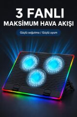 Laptop Soğutucu Ayarlanabilir Rgb Dizüstü Bilgisayar Soğutma Fanı CF10 Siyah
