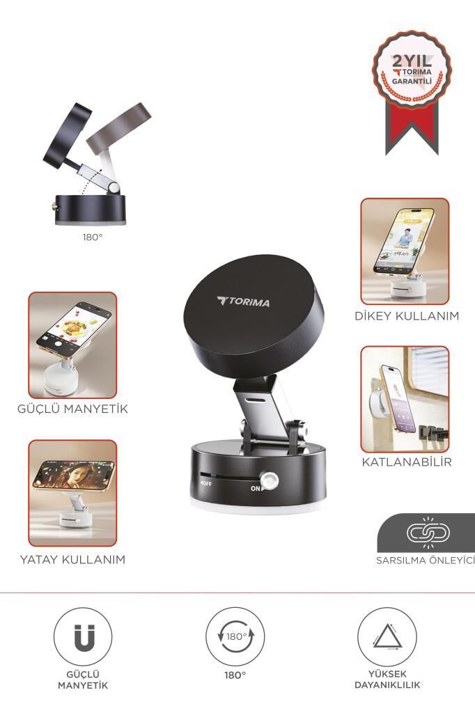 Torima JX-054 Siyah Manyetik 180 Derece Dönebilen Plastik Telefon Tutucu