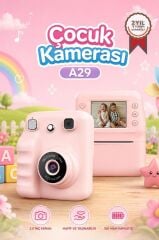 Dijital Fotoğraf Makineleri Çocuk Termal Resim Kağıt Baskılı Yazıcı Kamera Video Makinesi A29 Pembe