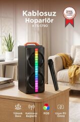 Bluetooth Hoparlör Mikrofonlu Rgb Işıklı Speaker KTS-1790 Siyah