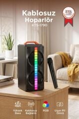 Bluetooth Hoparlör Mikrofonlu Rgb Işıklı Speaker KTS-1790 Siyah