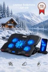 Laptop Soğutucu Ayarlanabilir Dizüstü Bilgisayar Soğutma Fanı CF09 Siyah