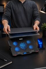 Laptop Soğutucu Ayarlanabilir Dizüstü Bilgisayar Soğutma Fanı CF09 Siyah