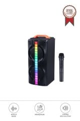 Torima KTS-1790 Siyah Mikrofonlu RGB Ledli Taşınabilir Bluetooth Hoparlör Parti Speaker