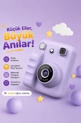 Dijital Fotoğraf Makineleri Çocuk Termal Resim Kağıt Baskılı Yazıcı Kamera Video Makinesi A29 Mor