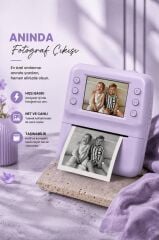 Dijital Fotoğraf Makineleri Çocuk Termal Resim Kağıt Baskılı Yazıcı Kamera Video Makinesi A29 Mor