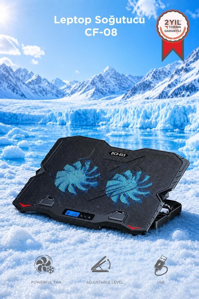 Laptop Soğutucu Ayarlanabilir Dizüstü Bilgisayar Soğutma Fanı CF08 Siyah