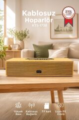 Bluetooth Hoparlör Telefon Standlı Derin Bas USB TF Speaker KTS-1738 Ahşap