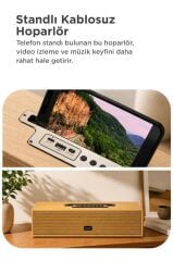Bluetooth Hoparlör Telefon Standlı Derin Bas USB TF Speaker KTS-1738 Ahşap