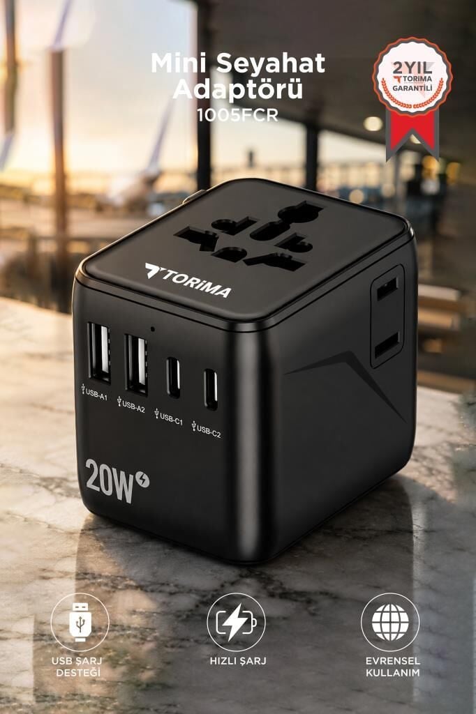 Mini Boy Evrensel Seyahat Adaptörü 20W GaN III Hızlı Şarjlı Akıllı Dünya Prizi 1005FCR