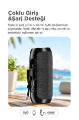 Bluetooth Hoparlör Kablosuz Taşınabilir Ses Bombası TWS USB TF D47 Siyah