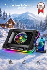 Laptop Soğutucu Ayarlanabilir Rgb Dizüstü Bilgisayar Soğutma Fanı CF07 Siyah