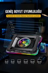 Laptop Soğutucu Ayarlanabilir Rgb Dizüstü Bilgisayar Soğutma Fanı CF07 Siyah