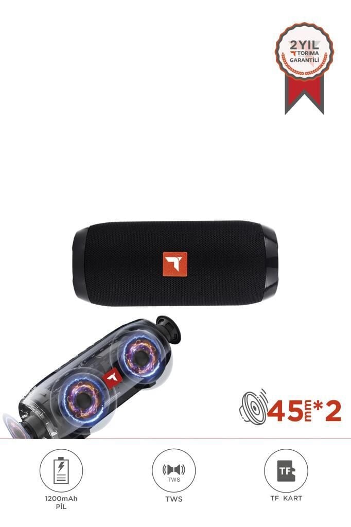 Bluetooth Hoparlör Kablosuz Taşınabilir Ses Bombası TWS USB TF D47 Siyah